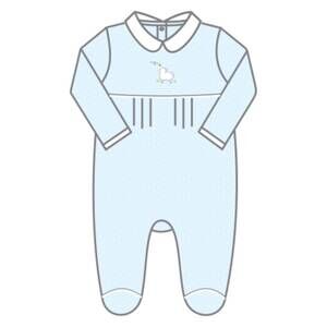 NEW MAGNOLIA BABY baby boy sweet lamb classics emb collared boy footie in blue